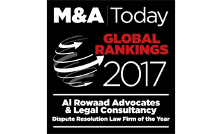 Attorney At Law - Dispute Resolution Law Firm of the Year 2017 - M&A Today Global Rankings